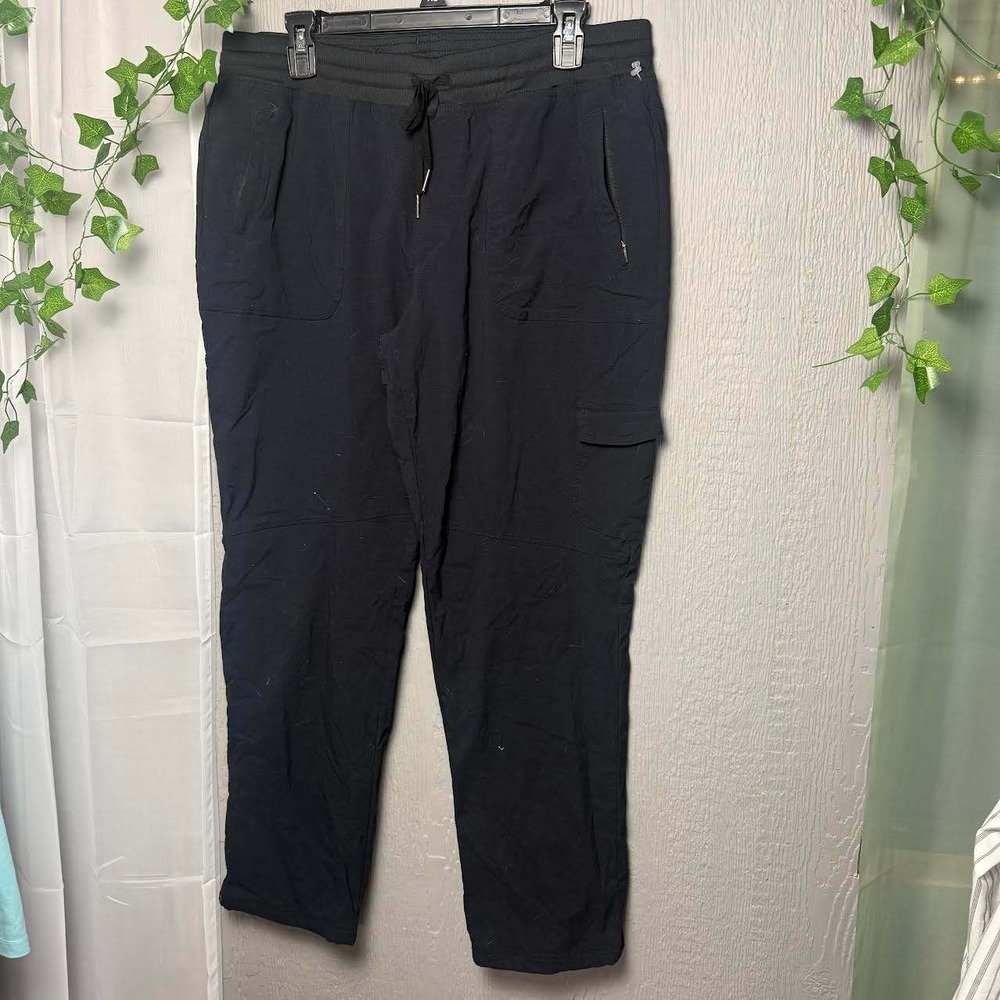 Eddie Bauer Womens XL Black Lined Winter Cargo Pants Nylon Hiking Trousers
